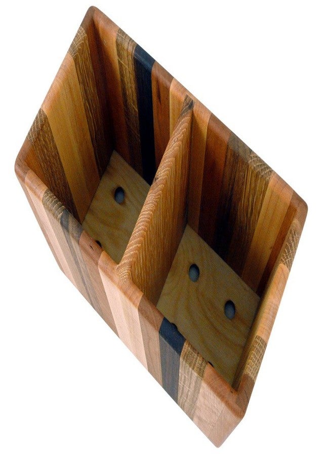 Modern Artisans American Made Mixed Wood Utensil Holder Crock, Double Size - Image 5